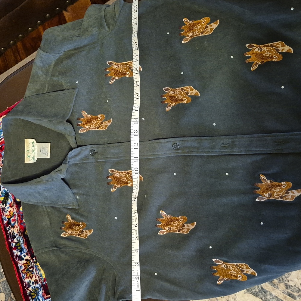 Quacker Factory Vintage Green Faux Suede Embroidered Giraffe Motif.(#1824) Sz.L. - Picture 9 of 15